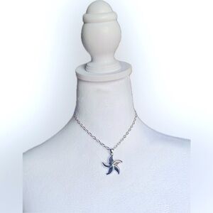 🪸 Starfish Pendant Silver Tone Necklace by Cookie Lee